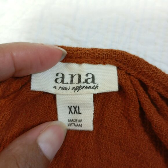 a.n.a A New Approach Womens Rust Blouse Size XXL With Bell Sleeves - Picture 2 of 11